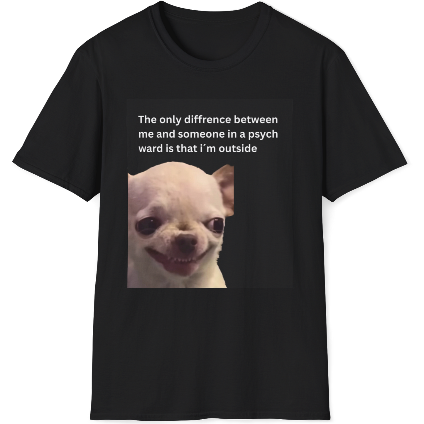 The only difference between me and someone in a psych ward is that i´m outside EvilDog T-shirt