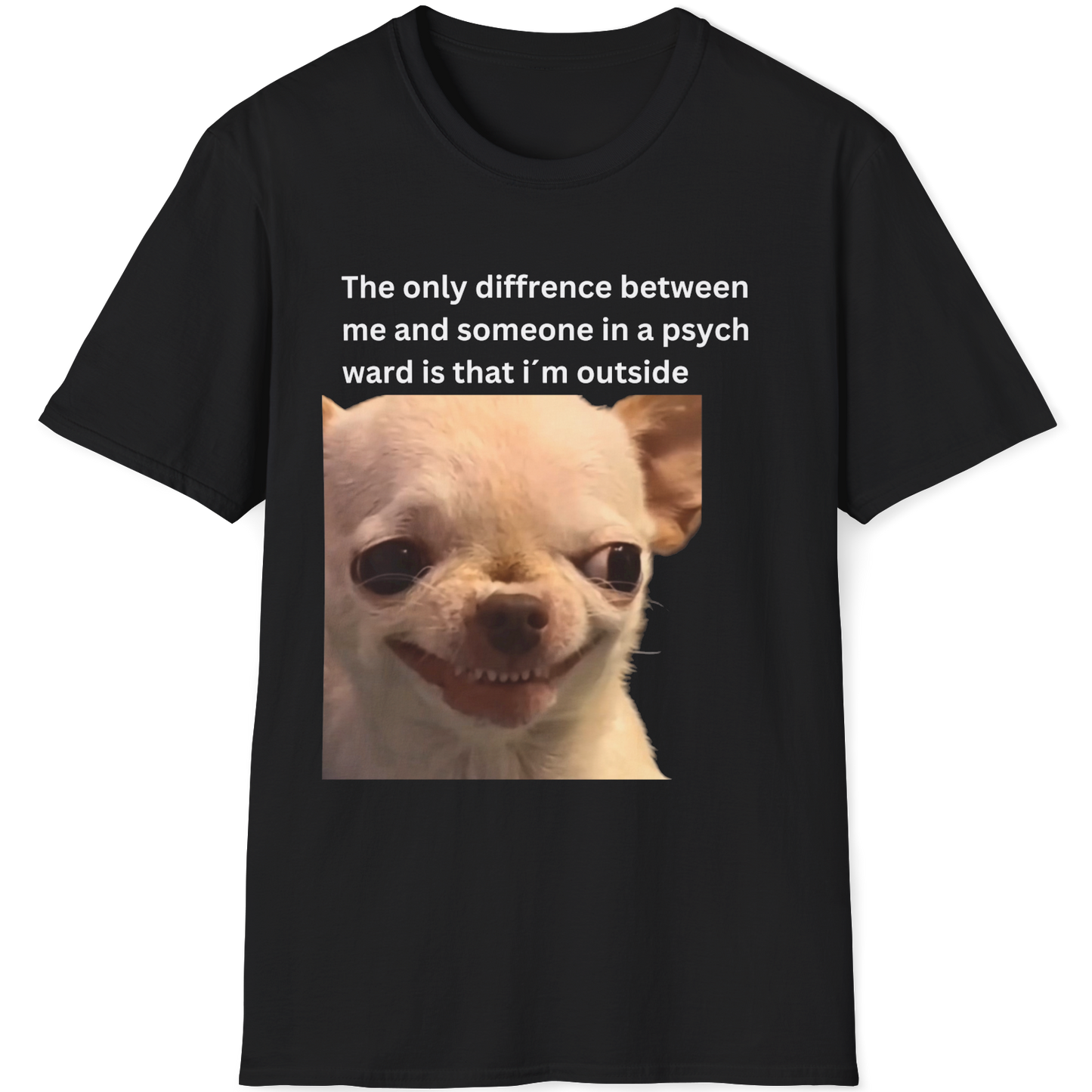 The only difference between me and someone in a psych ward is that i´m outside EvilDog T-shirt