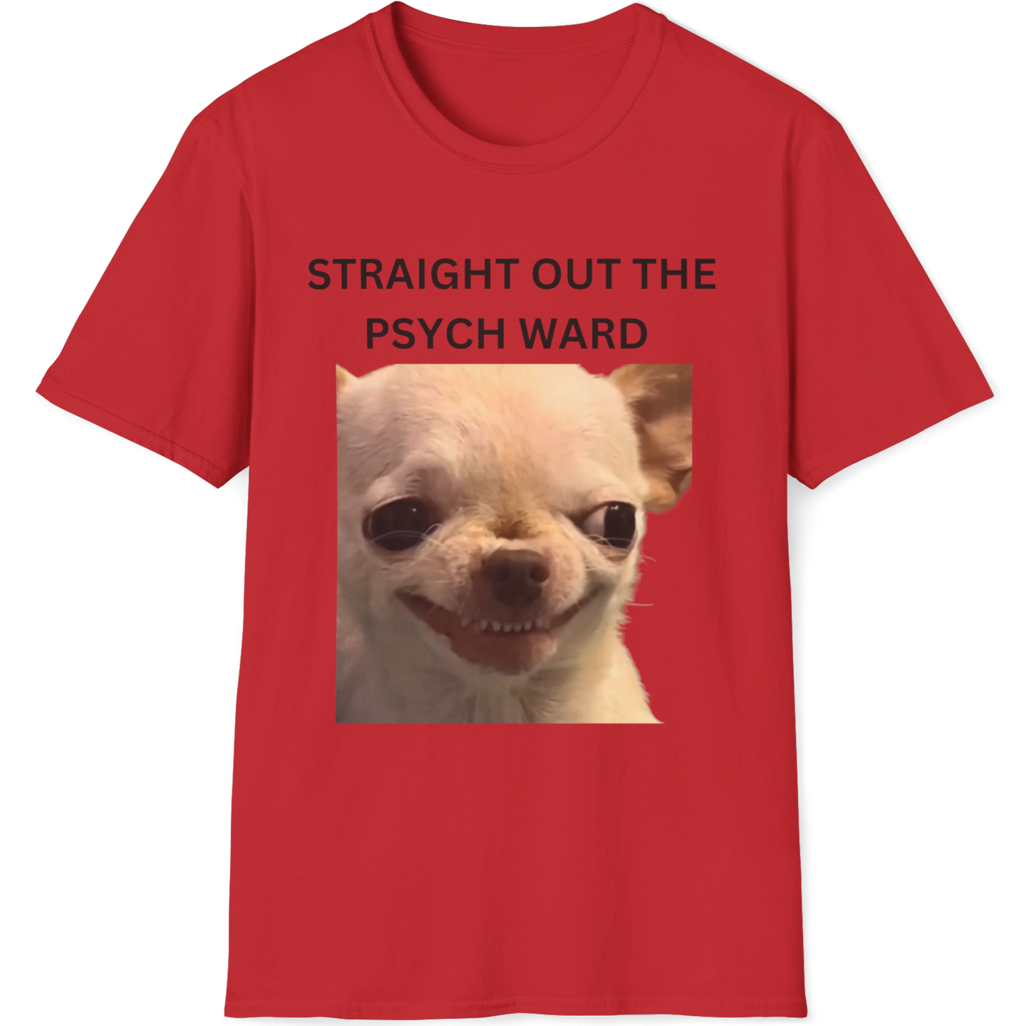 Straight out the psych ward Evil Dog T-shirt